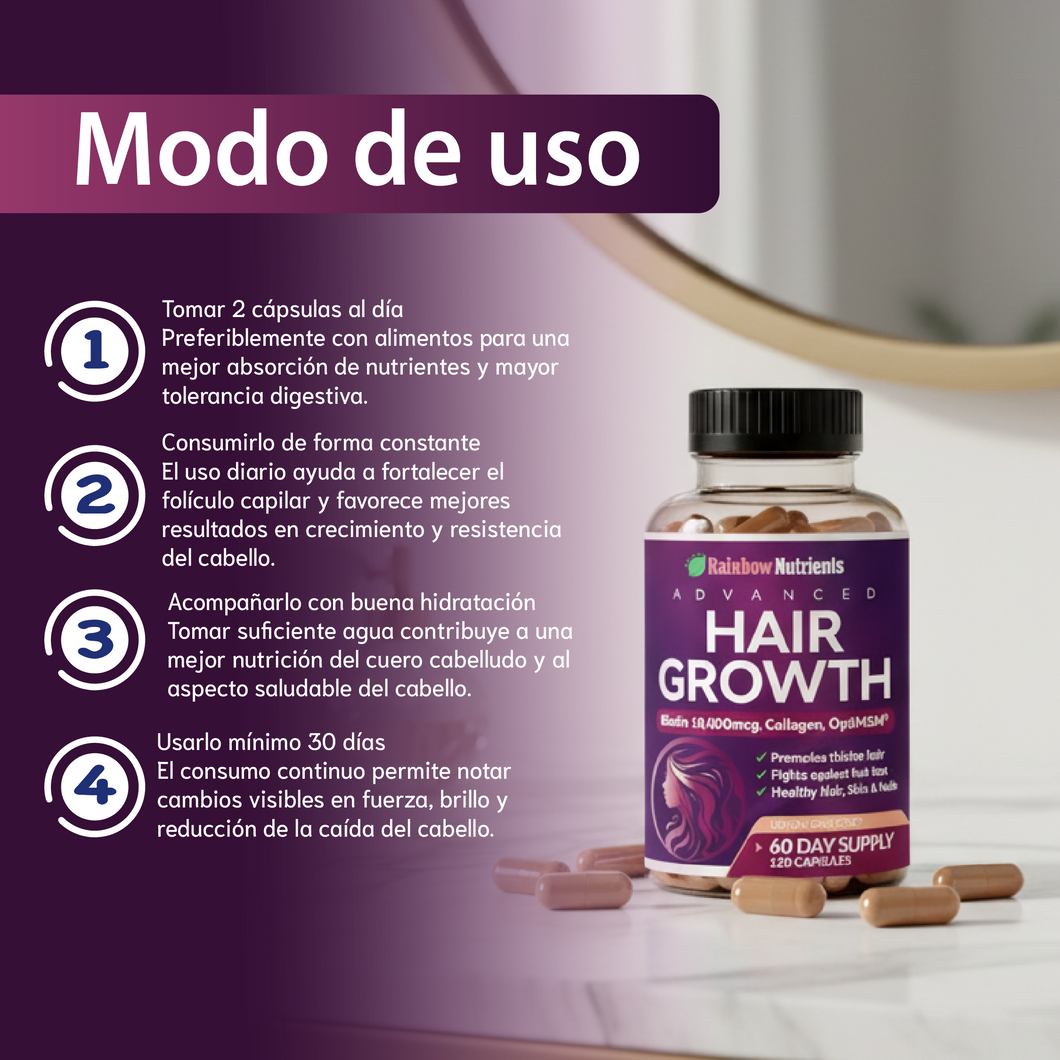 Hair Growth™ Vitaminas para Crecimiento y Fortalecimiento Capilar 💖✨